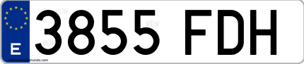 Ejemplo de matrícula de coche ordinaria 3855 FDH