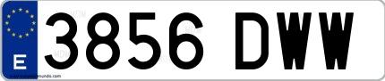 Ejemplo de matrícula española 3856 DWW