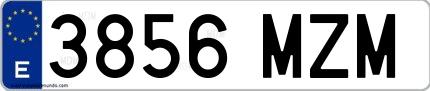 Ejemplo de matrícula española 3856 MZM