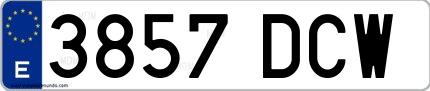 Ejemplo de matrícula española 3857 DCW
