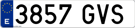 Ejemplo de matrícula de coche ordinaria 3857 GVS