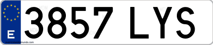 Ejemplo de matrícula de coche ordinaria 3857 LYS