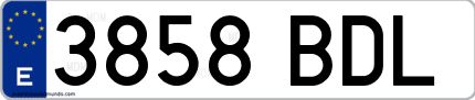 Ejemplo de matrícula de coche ordinaria 3858 BDL