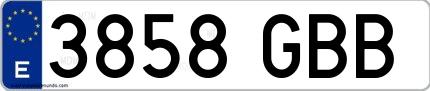 Ejemplo de matrícula española 3858 GBB