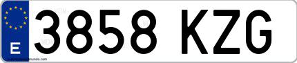 Ejemplo de matrícula española 3858 KZG
