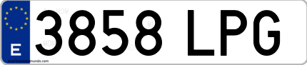 Ejemplo de matrícula de coche ordinaria 3858 LPG