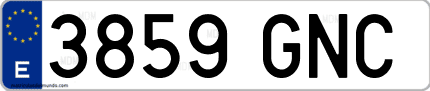 Ejemplo de matrícula de coche ordinaria 3859 GNC