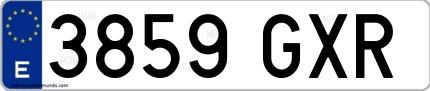 Ejemplo de matrícula española 3859 GXR