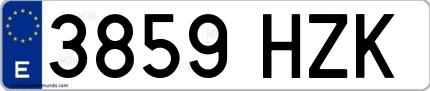 Ejemplo de matrícula de coche ordinaria 3859 HZK