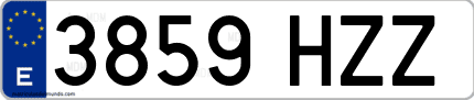 Ejemplo de matrícula de coche ordinaria 3859 HZZ