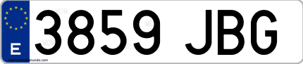 Ejemplo de matrícula de coche ordinaria 3859 JBG