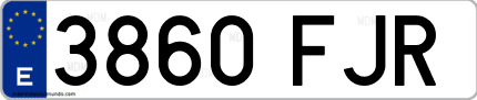 Ejemplo de matrícula de coche ordinaria 3860 FJR