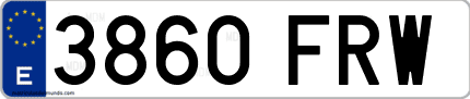 Ejemplo de matrícula de coche ordinaria 3860 FRW