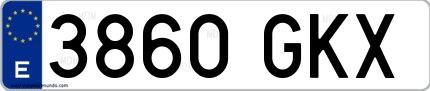 Ejemplo de matrícula española 3860 GKX