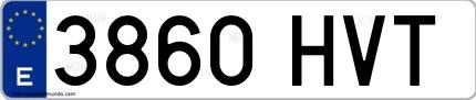 Ejemplo de matrícula española 3860 HVT
