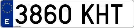 Ejemplo de matrícula española 3860 KHT