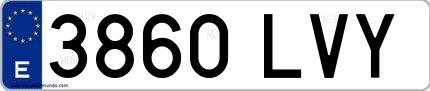 Ejemplo de matrícula española 3860 LVY