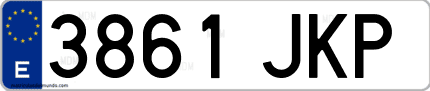 Ejemplo de matrícula de coche ordinaria 3861 JKP