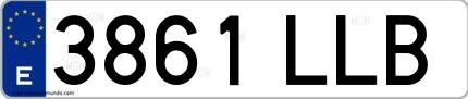 Ejemplo de matrícula española 3861 LLB