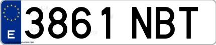Ejemplo de matrícula española 3861 NBT