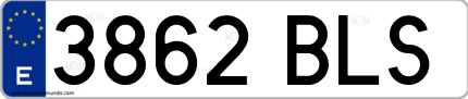 Ejemplo de matrícula de coche ordinaria 3862 BLS
