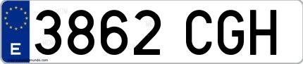 Ejemplo de matrícula española 3862 CGH
