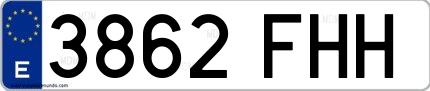 Ejemplo de matrícula española 3862 FHH