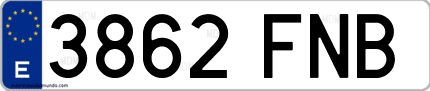 Ejemplo de matrícula de coche ordinaria 3862 FNB