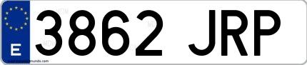 Ejemplo de matrícula española 3862 JRP