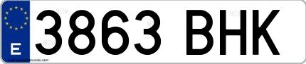 Ejemplo de matrícula de coche ordinaria 3863 BHK