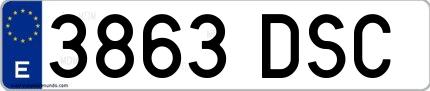 Ejemplo de matrícula española 3863 DSC