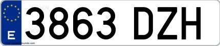 Ejemplo de matrícula española 3863 DZH