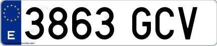 Ejemplo de matrícula española 3863 GCV