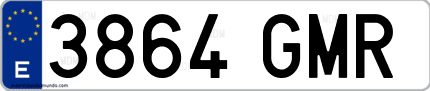 Ejemplo de matrícula de coche ordinaria 3864 GMR