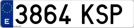 Ejemplo de matrícula española 3864 KSP