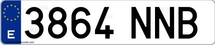 Ejemplo de matrícula española 3864 NNB