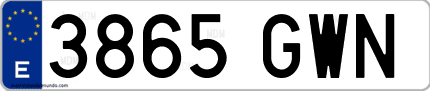 Ejemplo de matrícula de coche ordinaria 3865 GWN