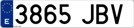Ejemplo de matrícula española 3865 JBV