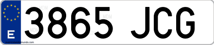 Ejemplo de matrícula de coche ordinaria 3865 JCG