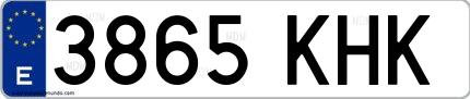 Ejemplo de matrícula española 3865 KHK