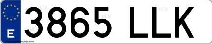 Ejemplo de matrícula española 3865 LLK