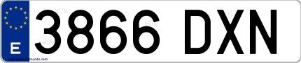 Ejemplo de matrícula española 3866 DXN
