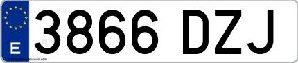 Ejemplo de matrícula española 3866 DZJ