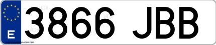 Ejemplo de matrícula española 3866 JBB