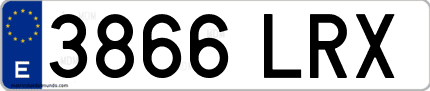 Ejemplo de matrícula de coche ordinaria 3866 LRX