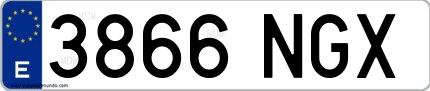 Ejemplo de matrícula española 3866 NGX