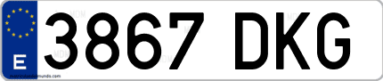 Ejemplo de matrícula de coche ordinaria 3867 DKG