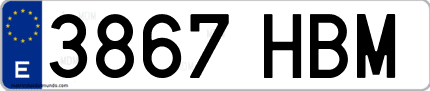 Ejemplo de matrícula de coche ordinaria 3867 HBM