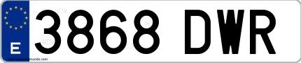 Ejemplo de matrícula española 3868 DWR