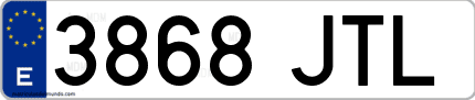 Ejemplo de matrícula de coche ordinaria 3868 JTL